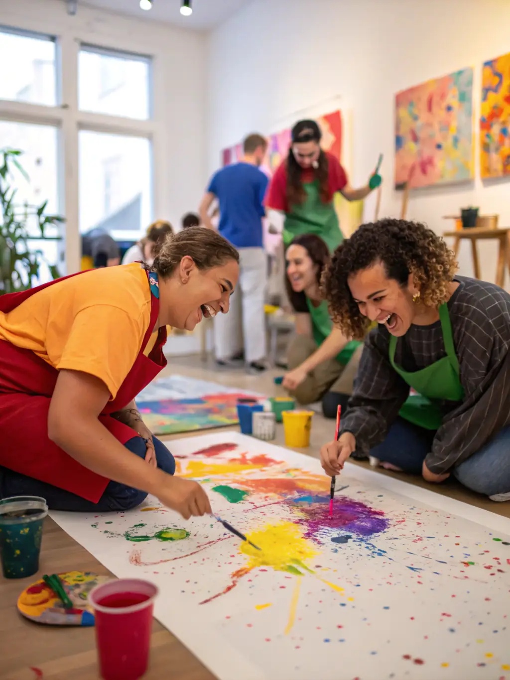 A dynamic image of participants actively engaged in a hands-on art workshop at SIGNATURES, demonstrating skill development and creative collaboration.